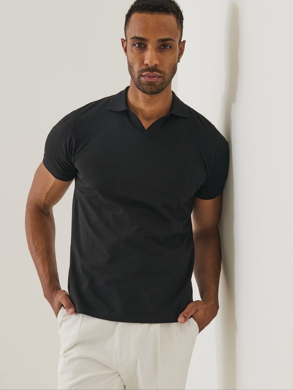 Patrick Assaraf Pima Cotton Stretch Open Polo Size XL
